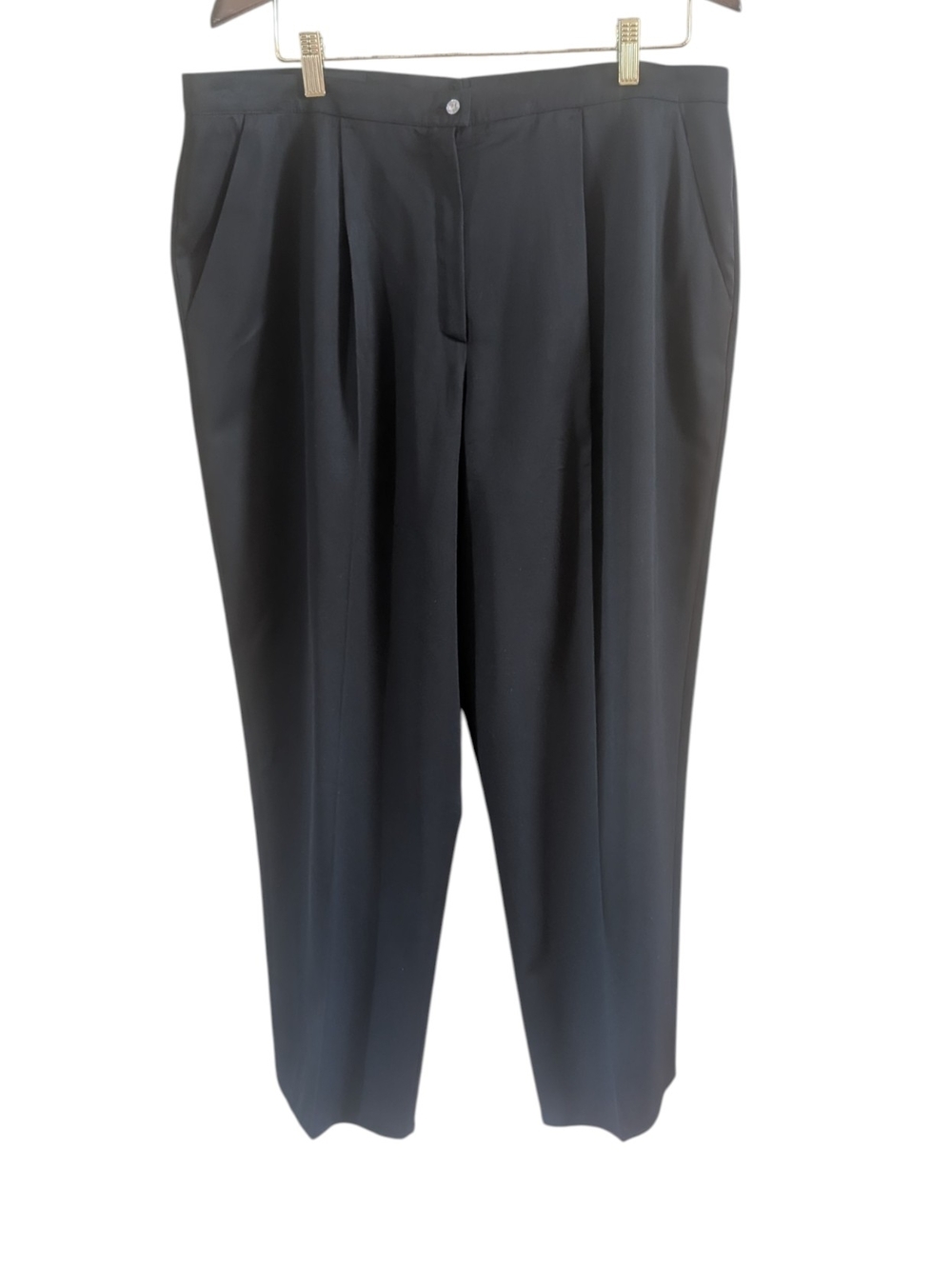 Vintage Escada Pure New Wool Pleated Black High Rise Trousers